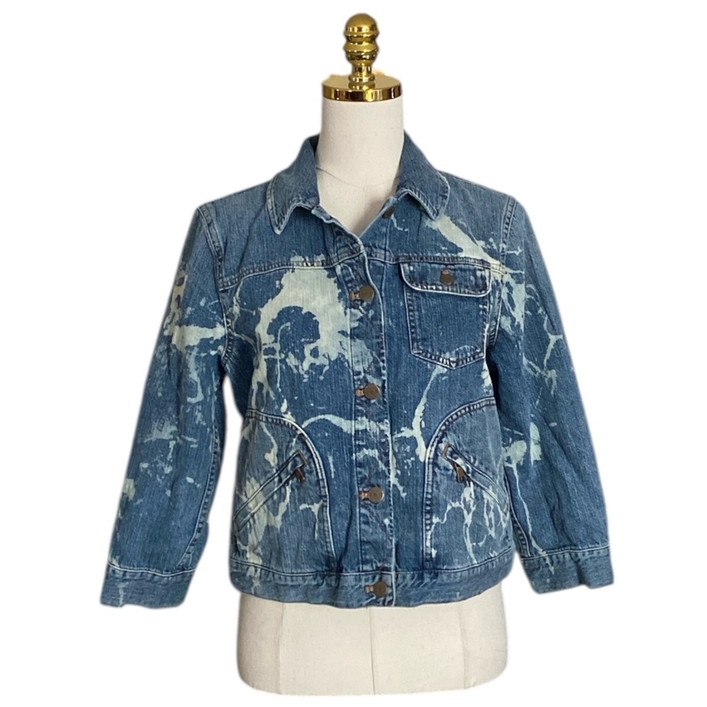 RALPH LAUREN Vintage Women’s Cotton Acid Wash Button Up Denim Trucker Jacket LP